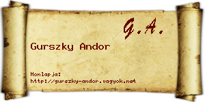 Gurszky Andor névjegykártya